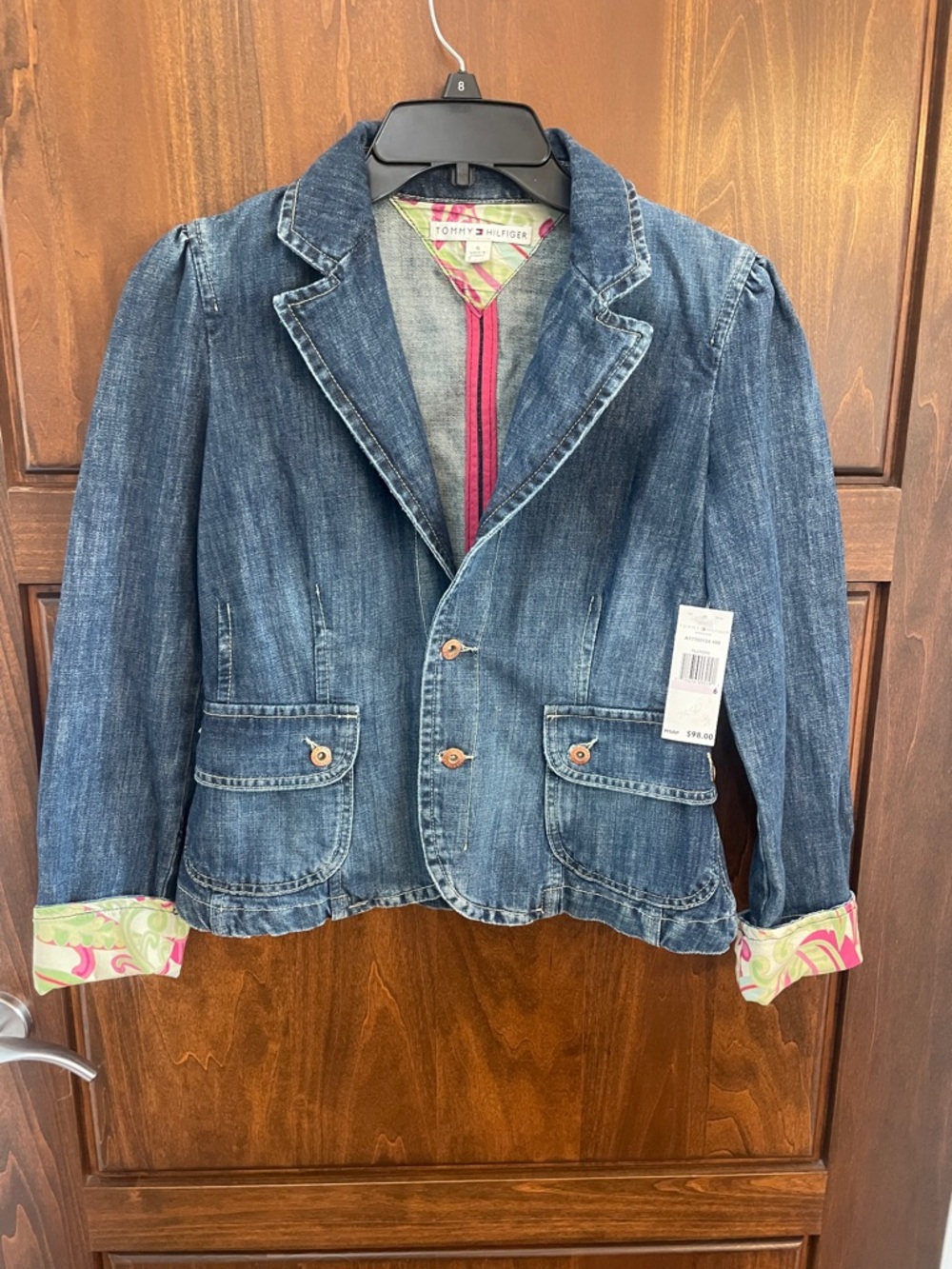 Tommy Hilfiger Blue Denim Blazer with Floral Trim
